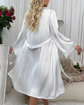 Long Sleeve Satin Lace robe